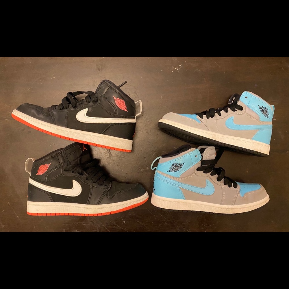 2 pairs of Jordan 1’s barely worn, size 13.5c